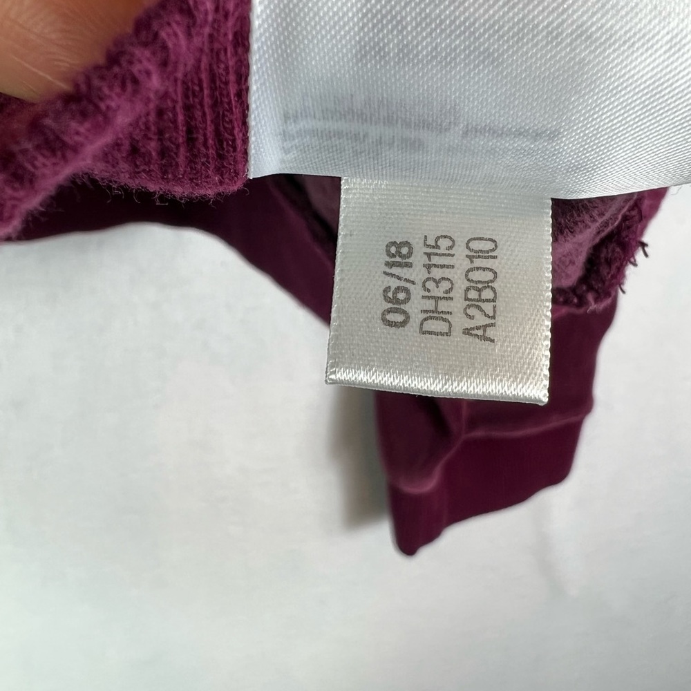 adidas Originals Cropped Velour Hoodie in Maroon/Burgundy Sz S - Picture 12 of 12